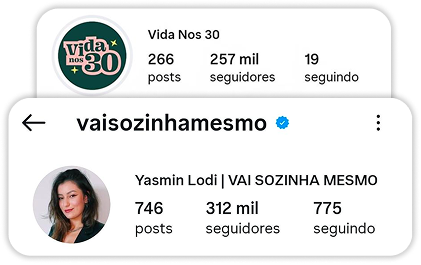 Instagram @vidanos30 e @vaisozinhamesmo